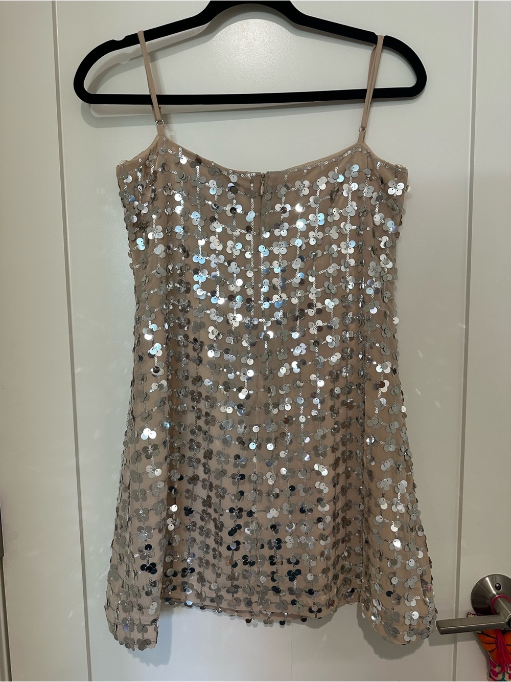 Zara Beige Sequin Mini Dress - Picture 4 of 5